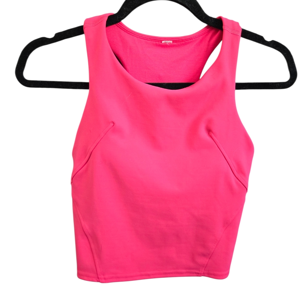 Lululemon Energy High Neck Crop Tank 6 Pink Built In Bra